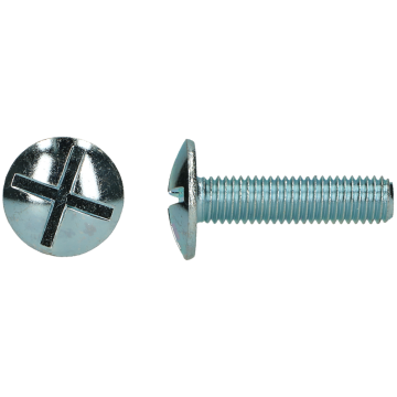 PLATBOLKOPSCHROEF DUBBEL GLEUF M6X10 ZN