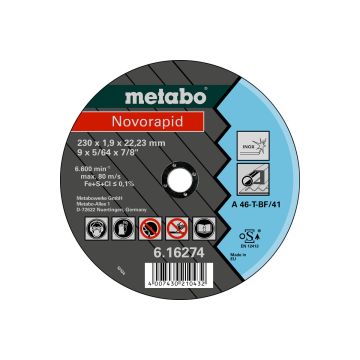 DOORSLIJPSCHIJF NOVORAPID Ø 115X1,0X22,23MM VOOR RVS