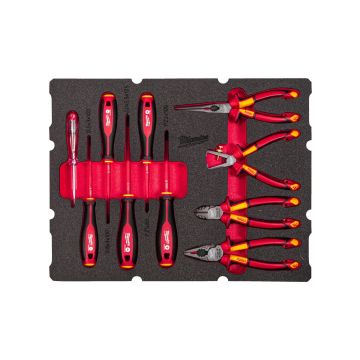 FOAM INLAY VOOR DE ELEKTRICIEN GESCHIKT VOOR ALLE PACKOUT™ GEREEDSCHAPSKOFFERS MET LADES (10-DELIG)