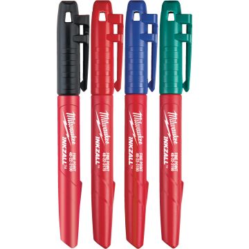 MARKER INKZALL™ FIJNE PUNT 1,0 MM ZWART/ROOD/BLAUW/GROEN (BLISTER 4 STUKS)