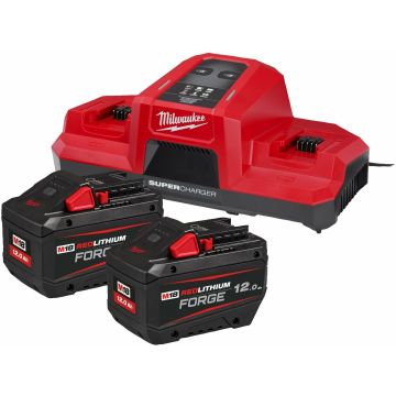 M18 FORGE NRG-802 ACCU-LAADSET (2x 12,0Ah accu + M18 DBSC superlader) - 4933498614