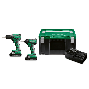 DS18DD ACCU BOOR-SCHROEFMACHINE 18V - BRUSHLESS - 55 Nm + WH18DD ACCU SLAGSCHROEVENDRAAIER 18V - 1/4" - BRUSHLESS - 140 Nm + 2x18V 3,0Ah in HSC II