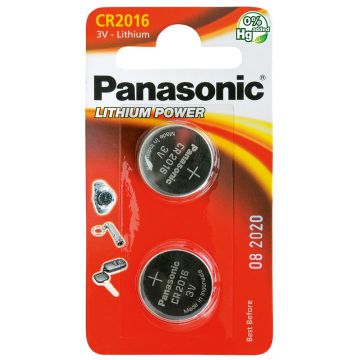 BATTERIJ PANASONIC "LITHIUM POWER" KNOOPCELBATTERIJEN - TYPE CR-2016 (12 PER OVERDOOS)