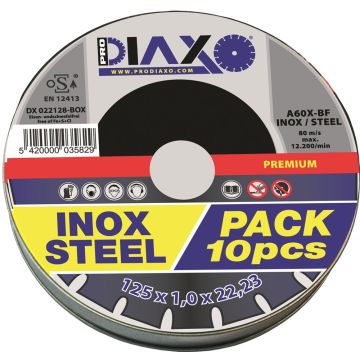 SNIJSCHIJF INOX Ø 125 X 1,0 MM A60X-BF / PREMIUM CONSTRUCTION - BOX 10 STUKS (90 PER OVERDOOS)