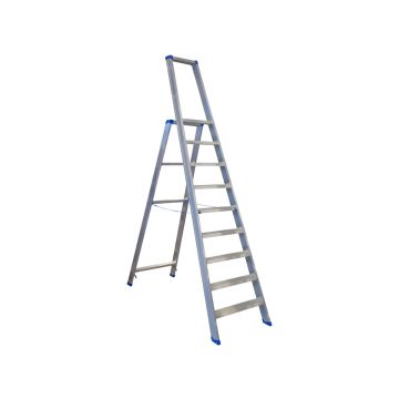 TRAPLADDER INDUSTRIËLE ALUMINIUM SPARTA 8 TREDENMET BEUGEL
