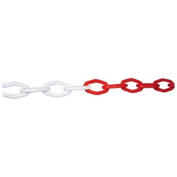 KUNSTSTOFSIGNALISATIEKETTING - ∅ 6 MM X 25 M - ROOD/WIT (8 PER OVERDOOS)