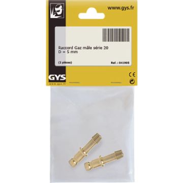 2 X Ø5MM GAS MALE CONNECTORS - TYPE 20 ( TIG FRONT - 045705