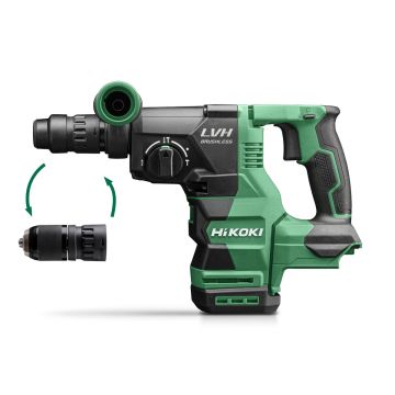 ACCU BOOR-BREEKHAMER SDS-PLUS 18V - BRUSHLESS - 3,2J - MV - LVH - RFC - AUTOMATISCH INSTELBARE BOORDIEPTE - EXCLUSIVE (= ZONDER ACCU'S EN LADER) - INCL. VERWISSELBARE BOORHOUDER SDS-PLUS OF CILINDRISCH IN HSC II DH1826DCW2Z