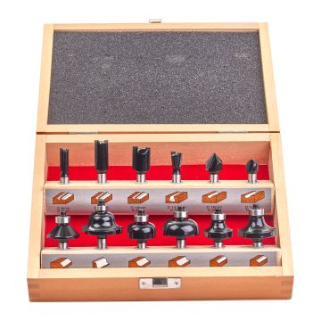 BOVENFREZEN HOUTEN KOFFER SET 8 MM (12-DELIG)