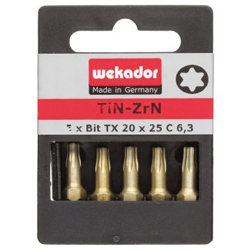 SET VAN 5 BITS "TOP FIVE" - ZRN-TORSION - TX 20 - 25 MM - PRIJS PER SET (5 PER OVERDOOS)